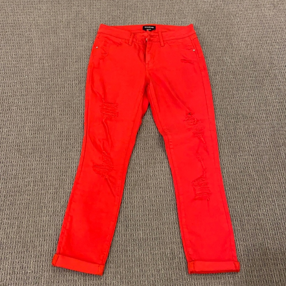 Red Capri jeans